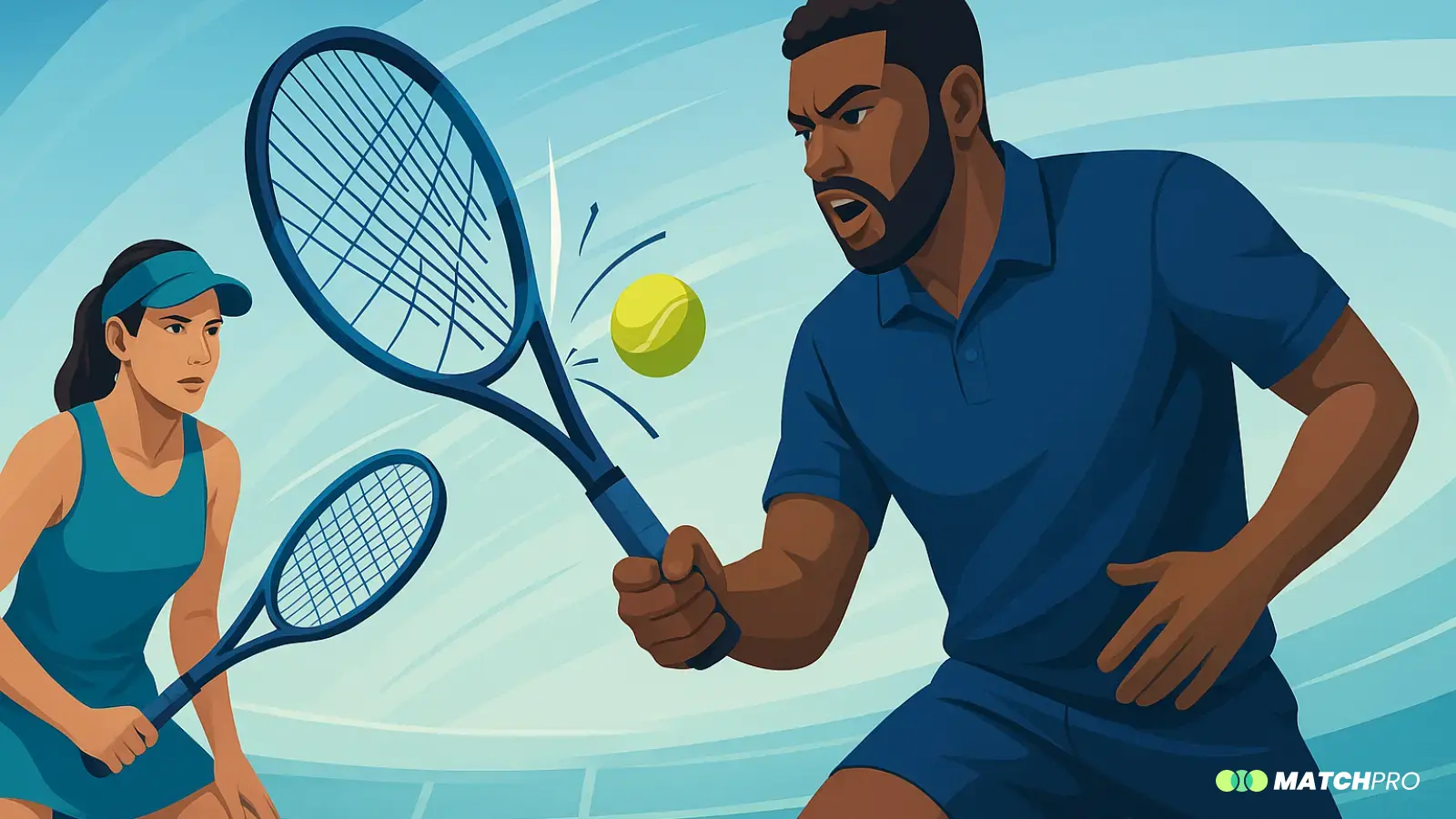 Ilustración vectorial sin texto sobre Cordaje roto en partido: análisis táctico.