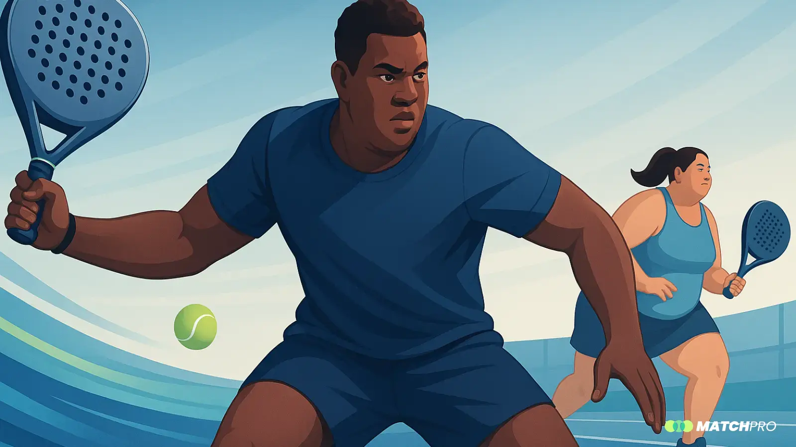 Ilustración vectorial sin texto sobre Elegir pala según tu físico y biomecánica.